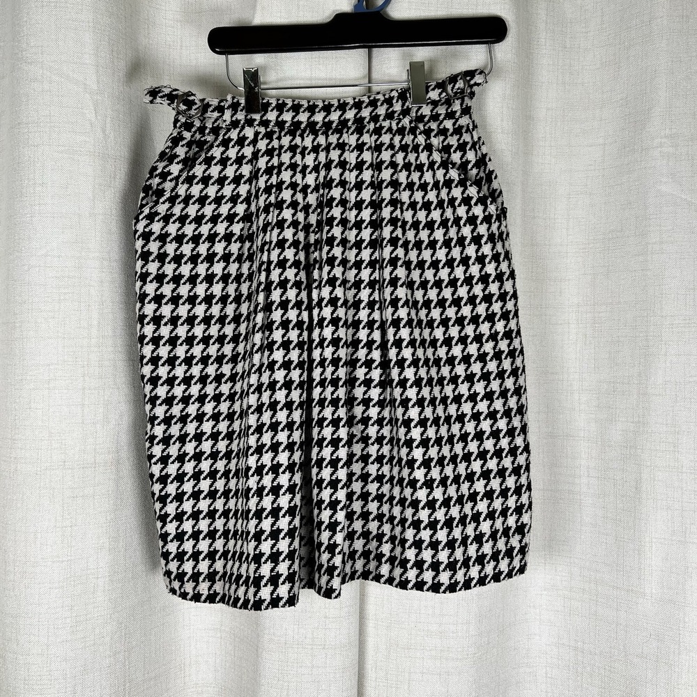 NEW! Anthropologie Blue Robin High Society Skirt Houndstooth Pencil Tweed 6 $128